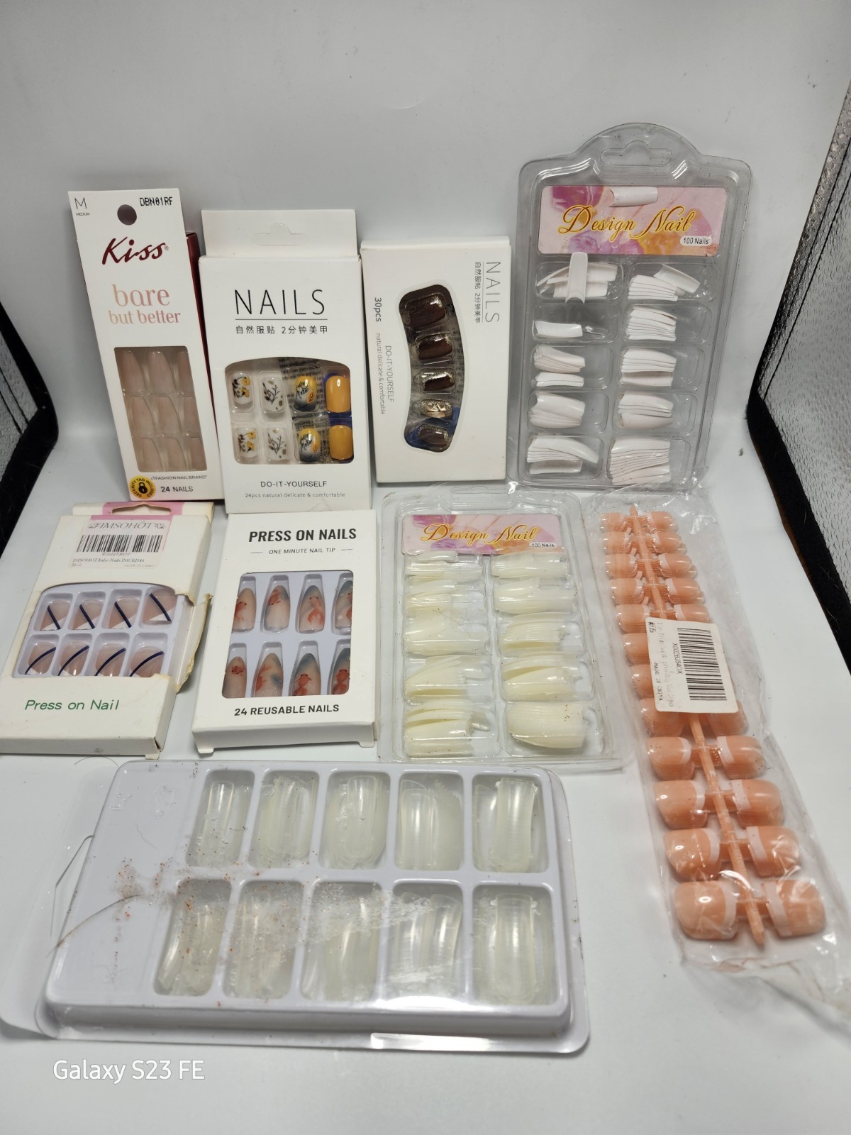 Huge Press On Nails Lot Kiss Bare But Better DIY Nail Art Tips Mixed Glue On