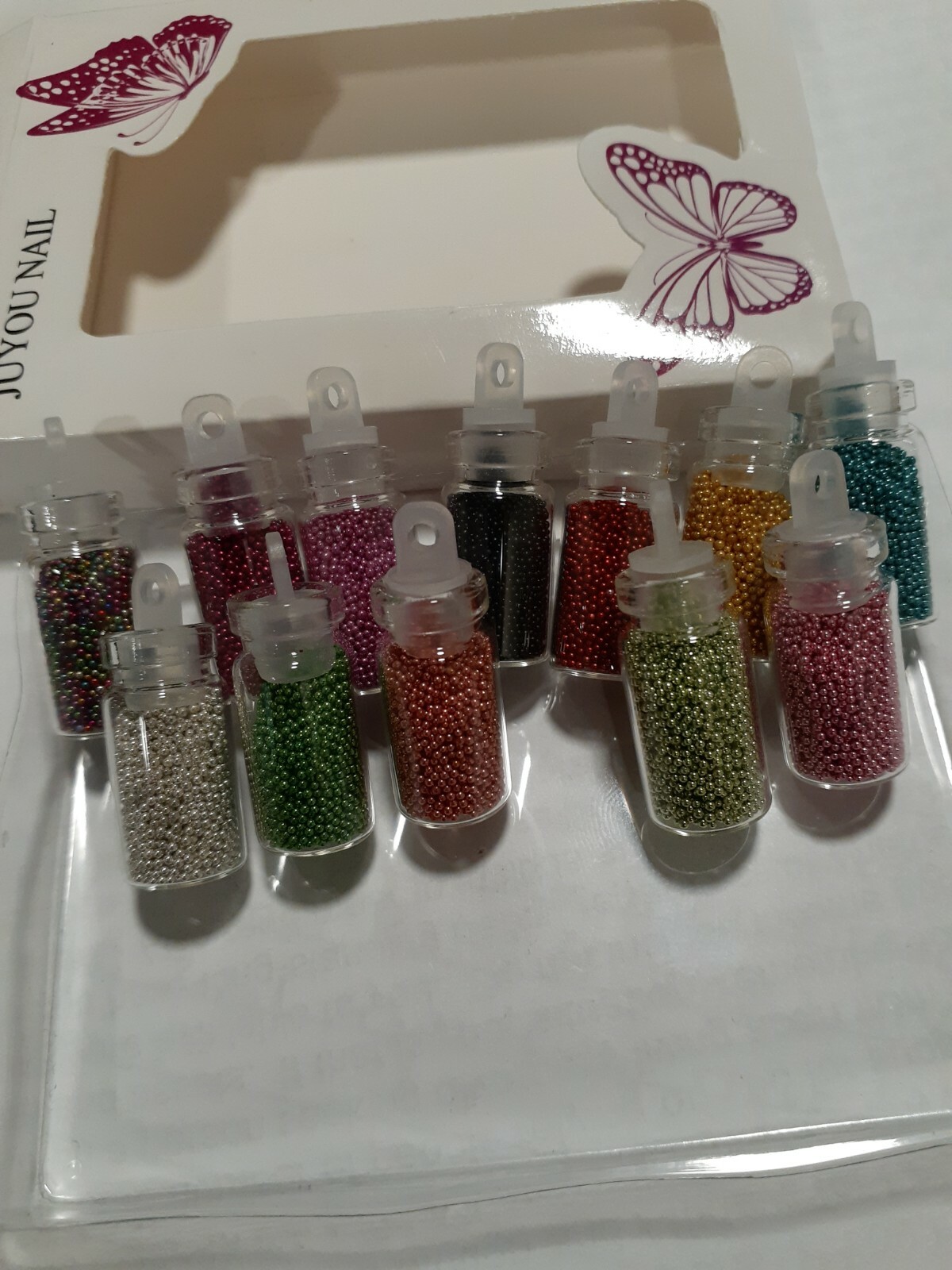 Micro beads caviar nail art Decoration set 12 small bottles mixed colors