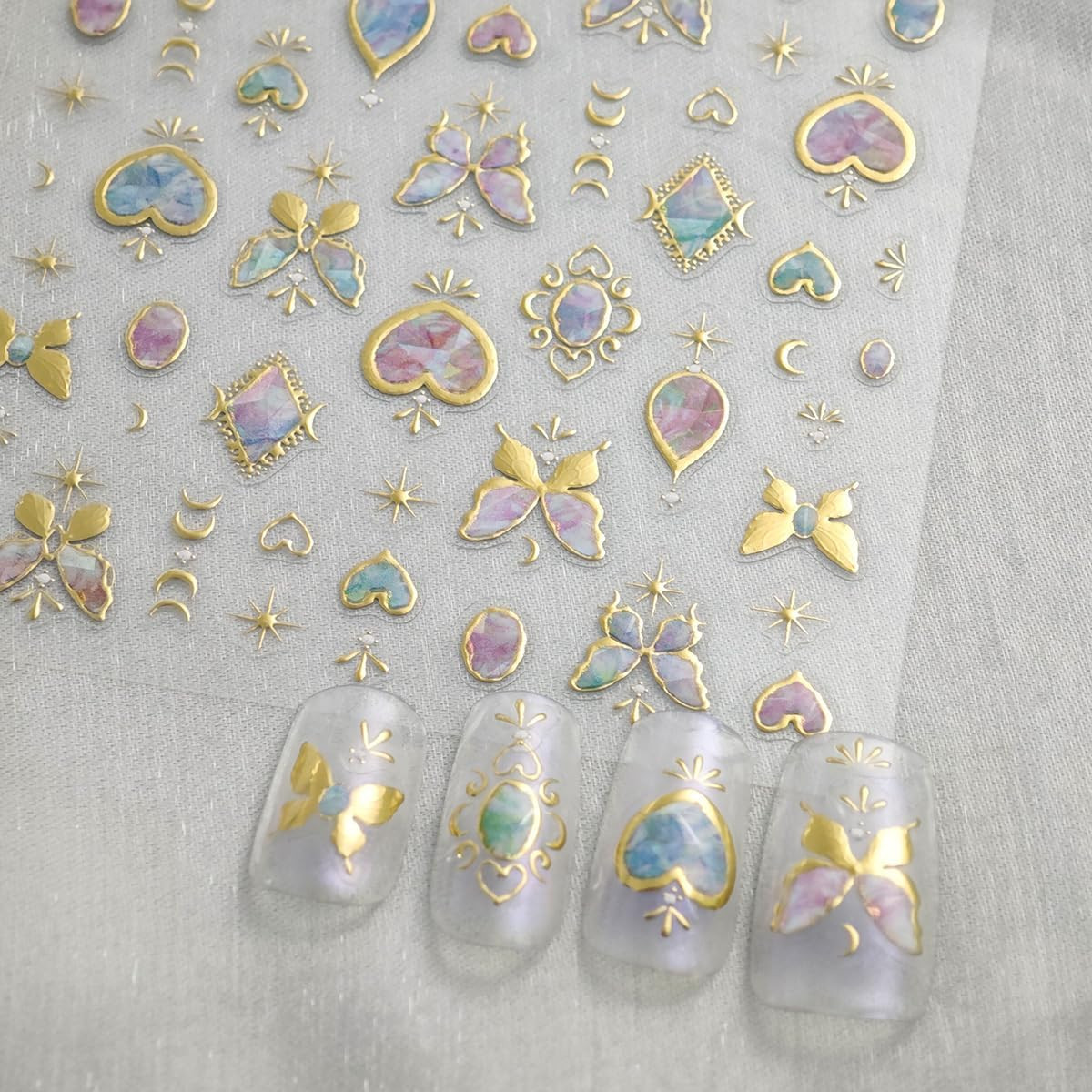 Butterfly Nail Stickers for Nails Art Gold Nail Art Stickers with Design 5D Embo