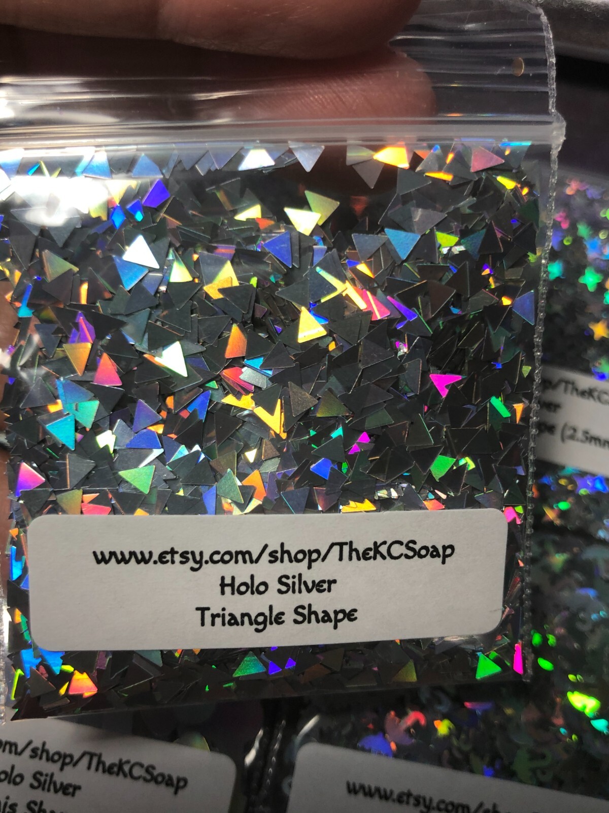 50g Solvent Resistant TRIANGLE shape Glitter HOLO SILVER Nail Art Craft