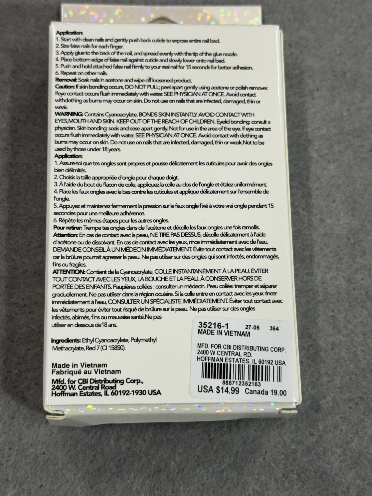 Icing Vegan Faux Press On Nails 24 Count Nude Beige Rhinestone Glue Included NEW