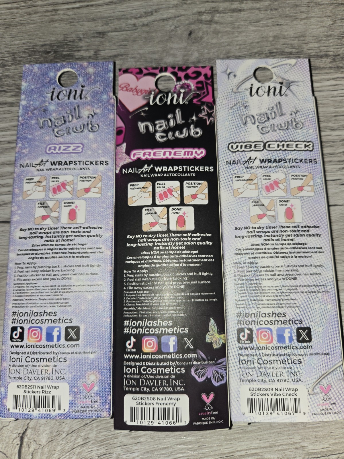 3 PACK – Ioni Nail Art Wrap Stickers 14 Each Nail Polish Strips