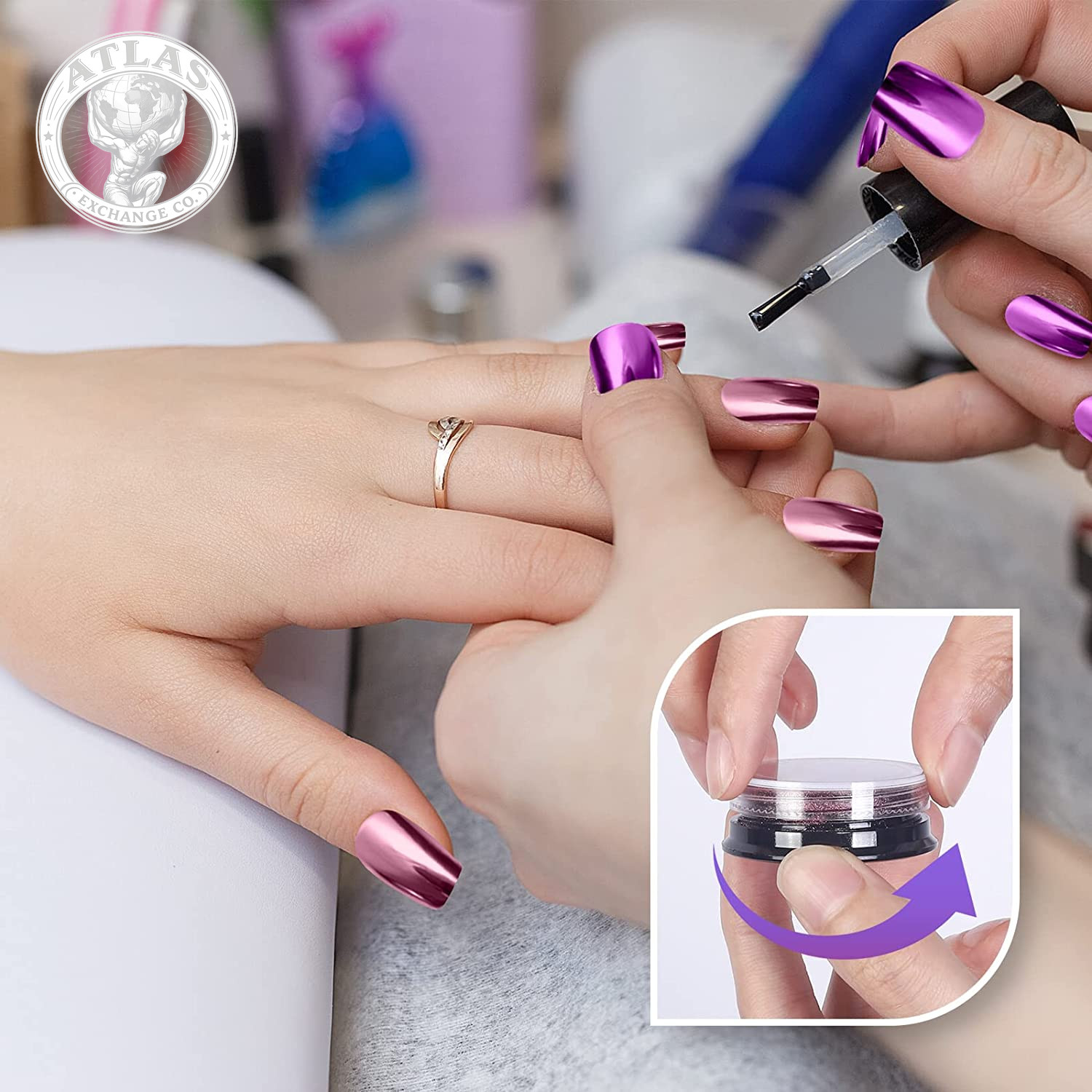 Artdone 16 Jars Chrome Nail Powder Nail Art Fimo Striping Tape Lines Decoration