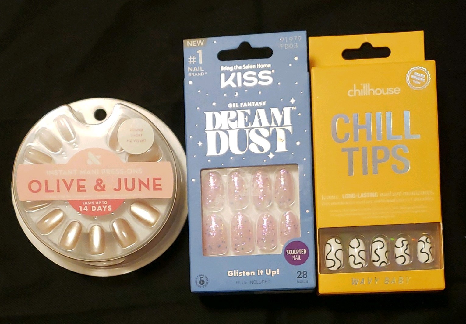 Mixed Brands Multicolor Glitter Pre-Designed Press-On Nails w/ Glue for Finger