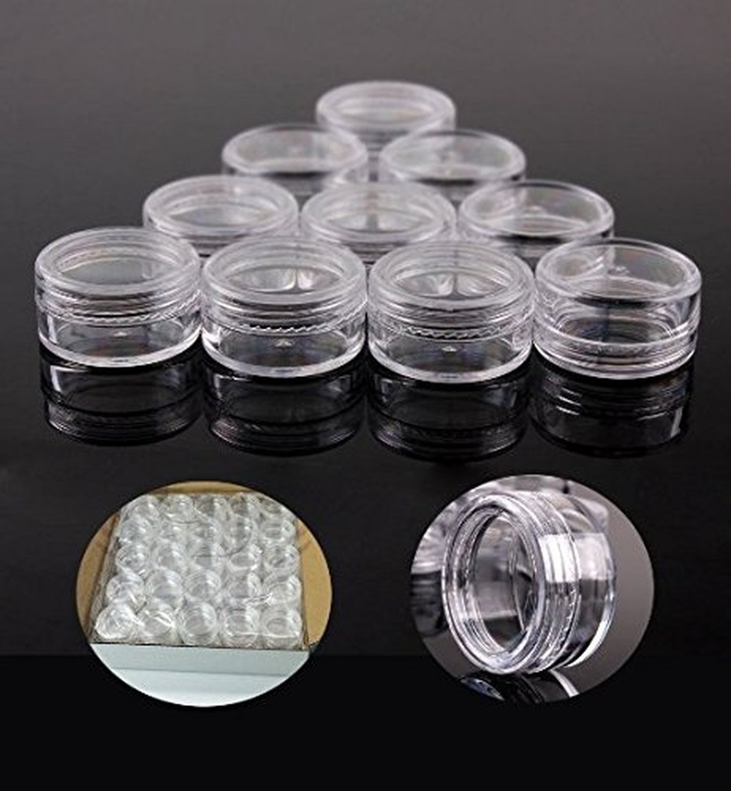 GOGOONLY 50 Empty, Clear, 5 Gram Plastic Pot Jars, Cosmetic Containers, With …
