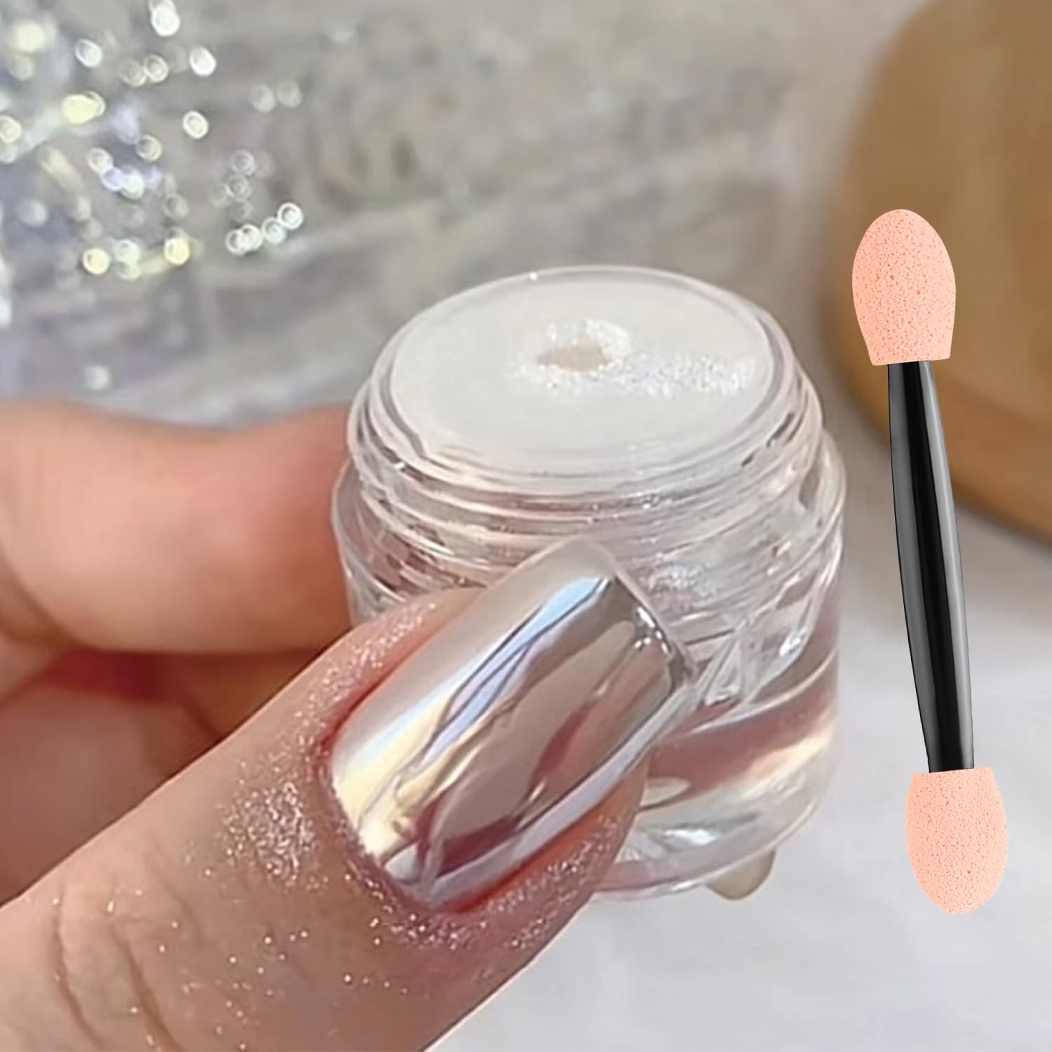 Magic White Chrome Nail Powder Super Glossy Mirror Effect