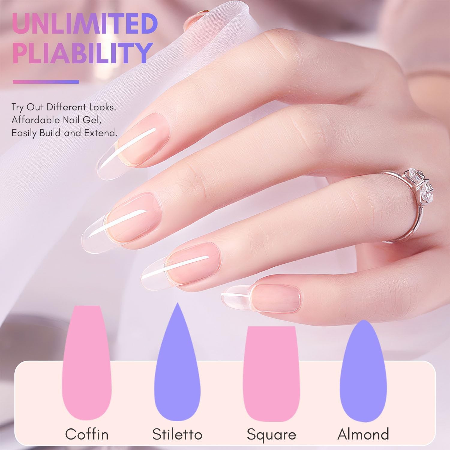Makartt Poly Nail Gel: Clear 50ML Gel Builder for Natural-Looking