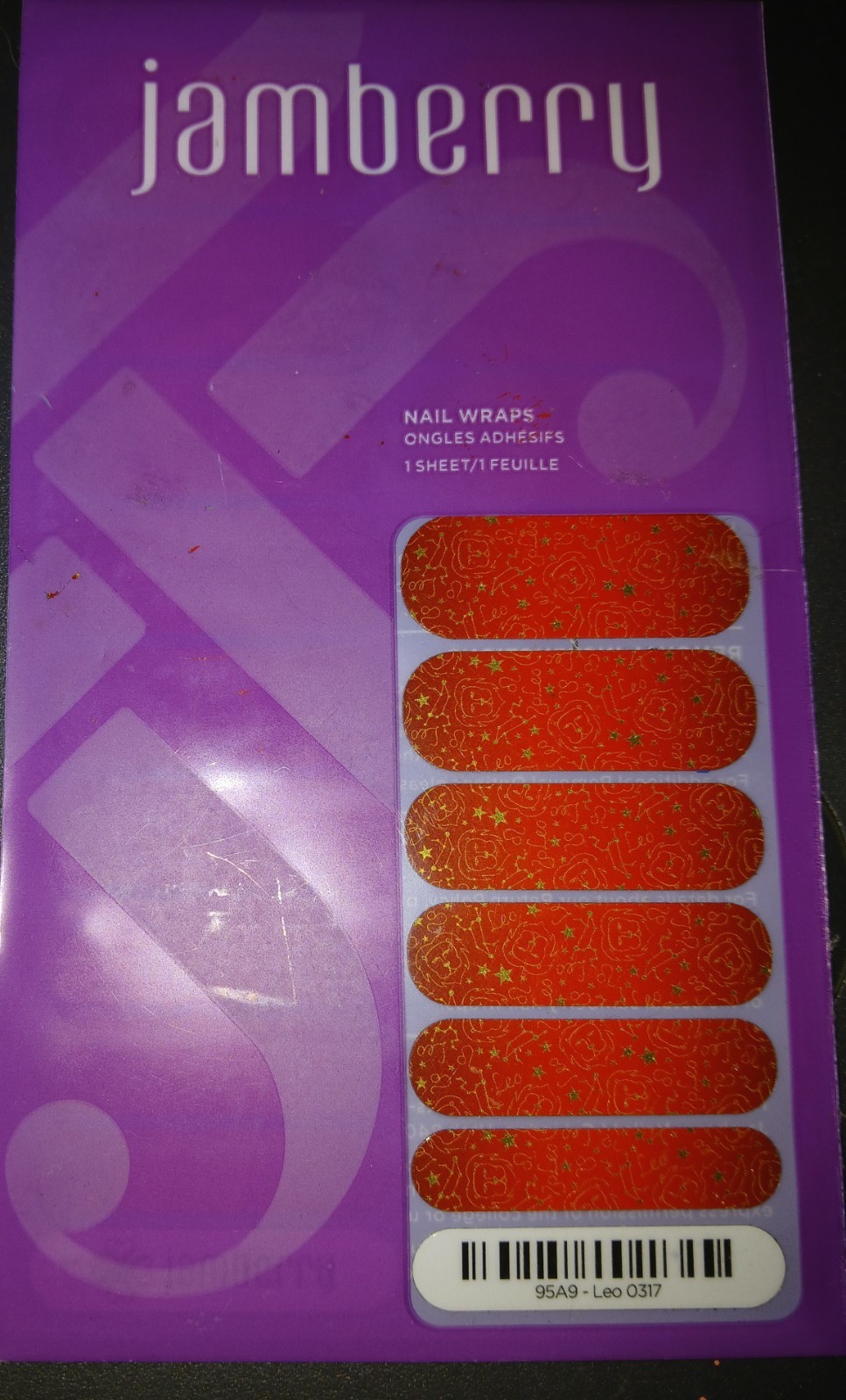 JAMBERRY Nail Wraps, Astrology LEO, Full Sheet, **RARE**