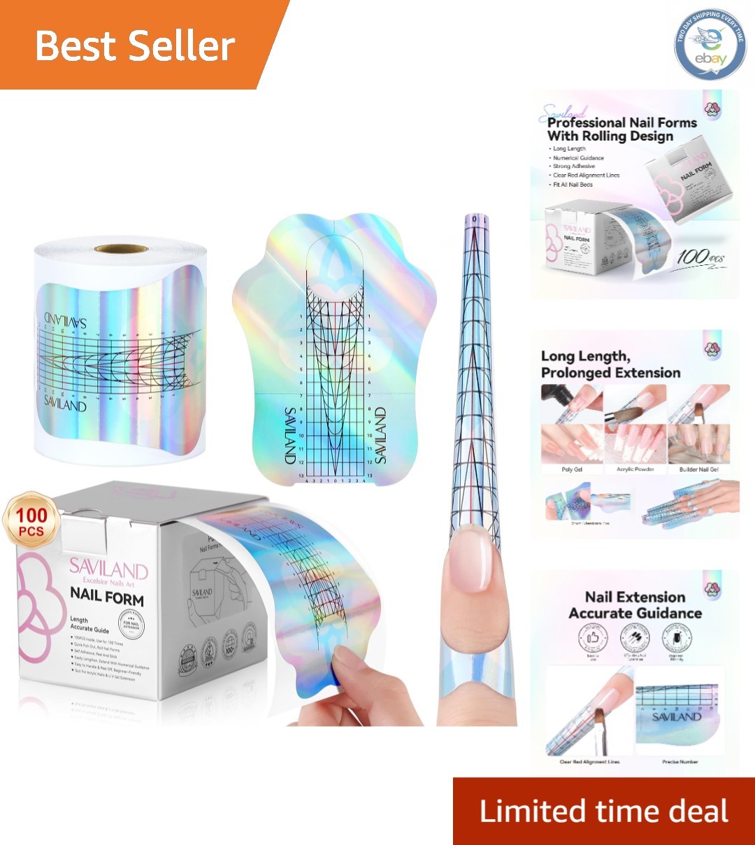 Long-Length Self-Adhesive Nail Forms with Clear Guidance for Easy Application
