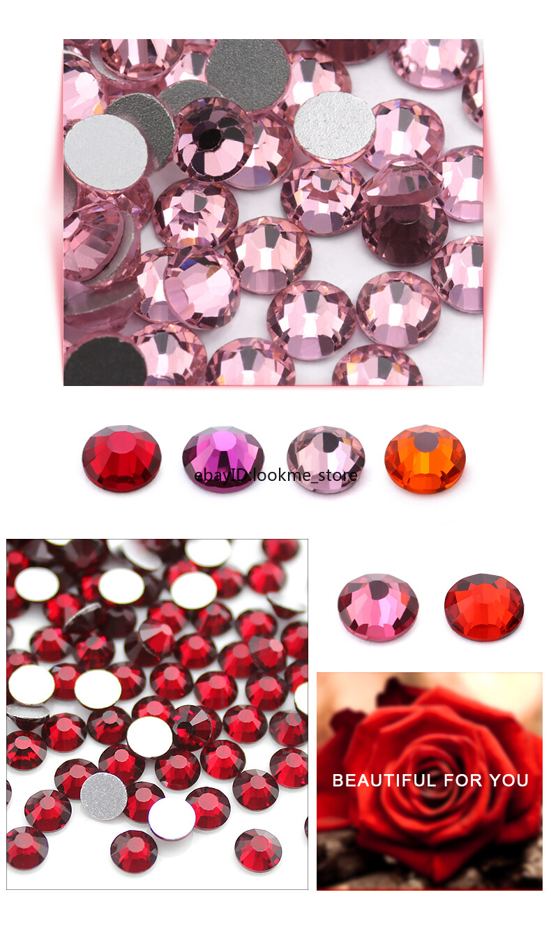 Red Siam Crystal Flat Back Rhinestones Glitter Glass Gems Nail Art Decor Beads