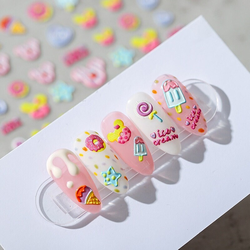 5D Ice Cream Nail Decals, Summer Nail Stickers (44)