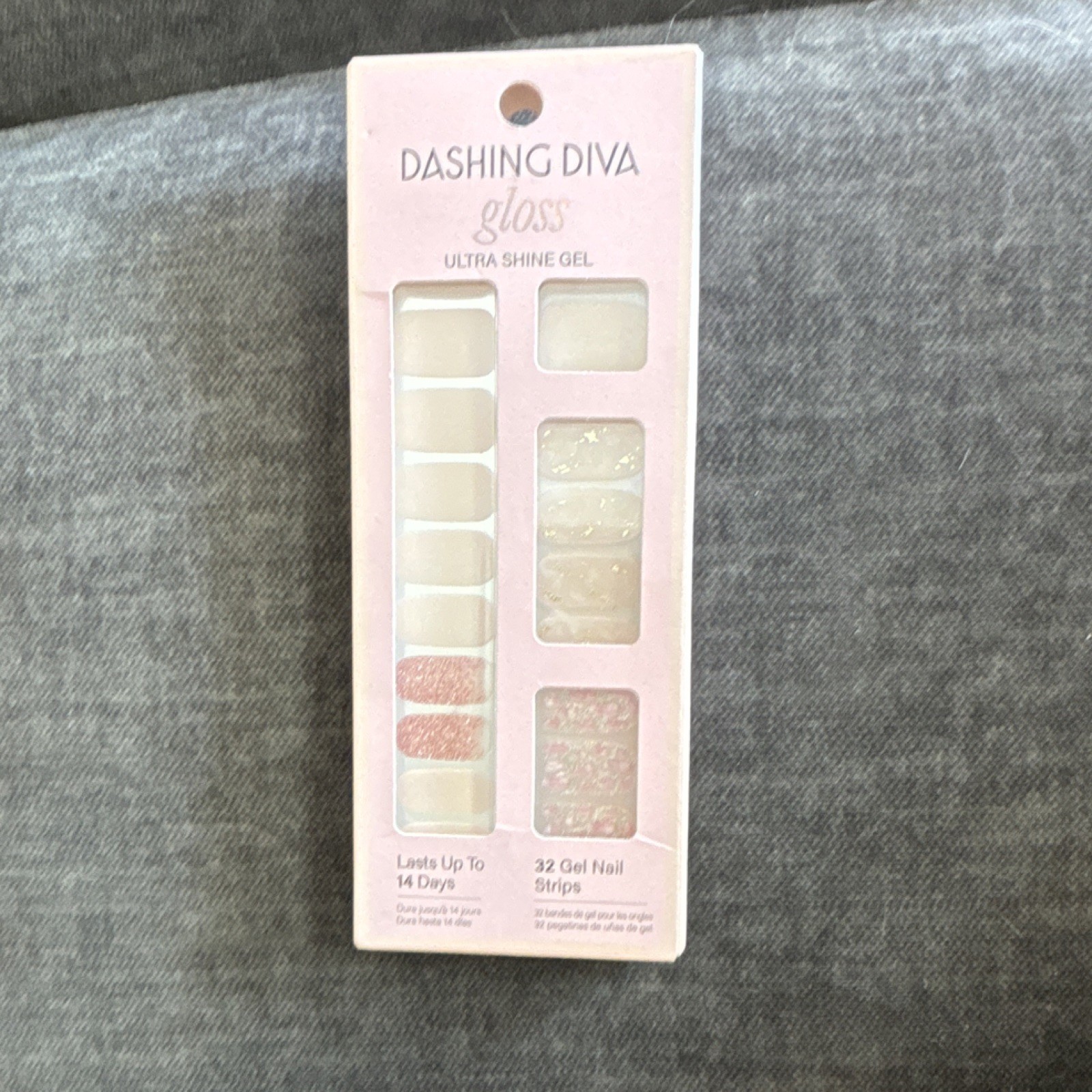 Dashing Diva Ultra Shine Gel Nail Strips Pink White Glitter Shiny Lasts 14 Days
