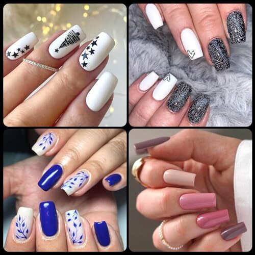 600pcs Square Nail Tips, Medium Square Gel X Nail Tips Clear E-Medium Sqaure