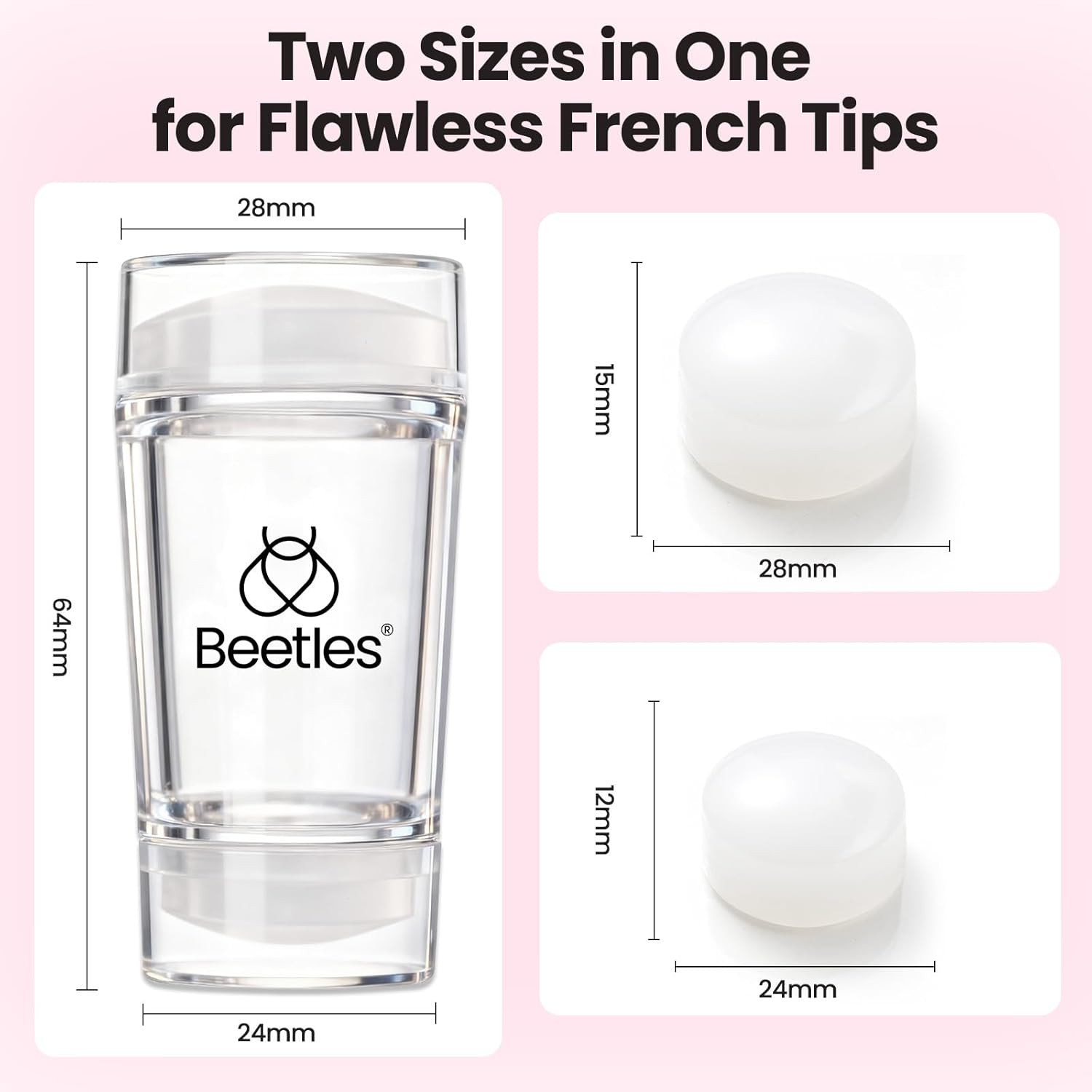 Beetles French Tip Tool Nail Stamp 6Pcs Silicone French Tips Stamp Kit with Repl