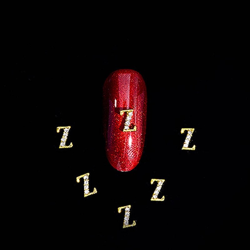 3D Metal Nail Gold Capital English Letters for Rhinestone A-Z 26Pcs Nail art Dec