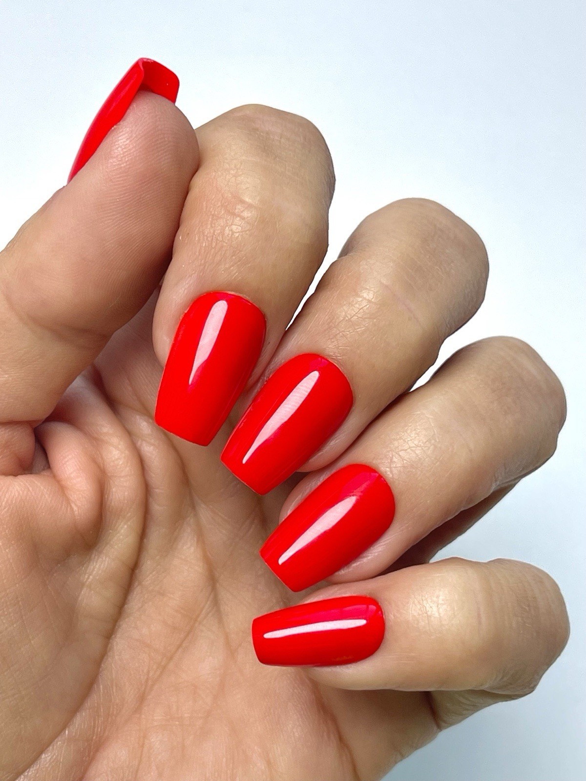 Red Aspen Press On Nails, Medium Coffin, Star Power, Ripley