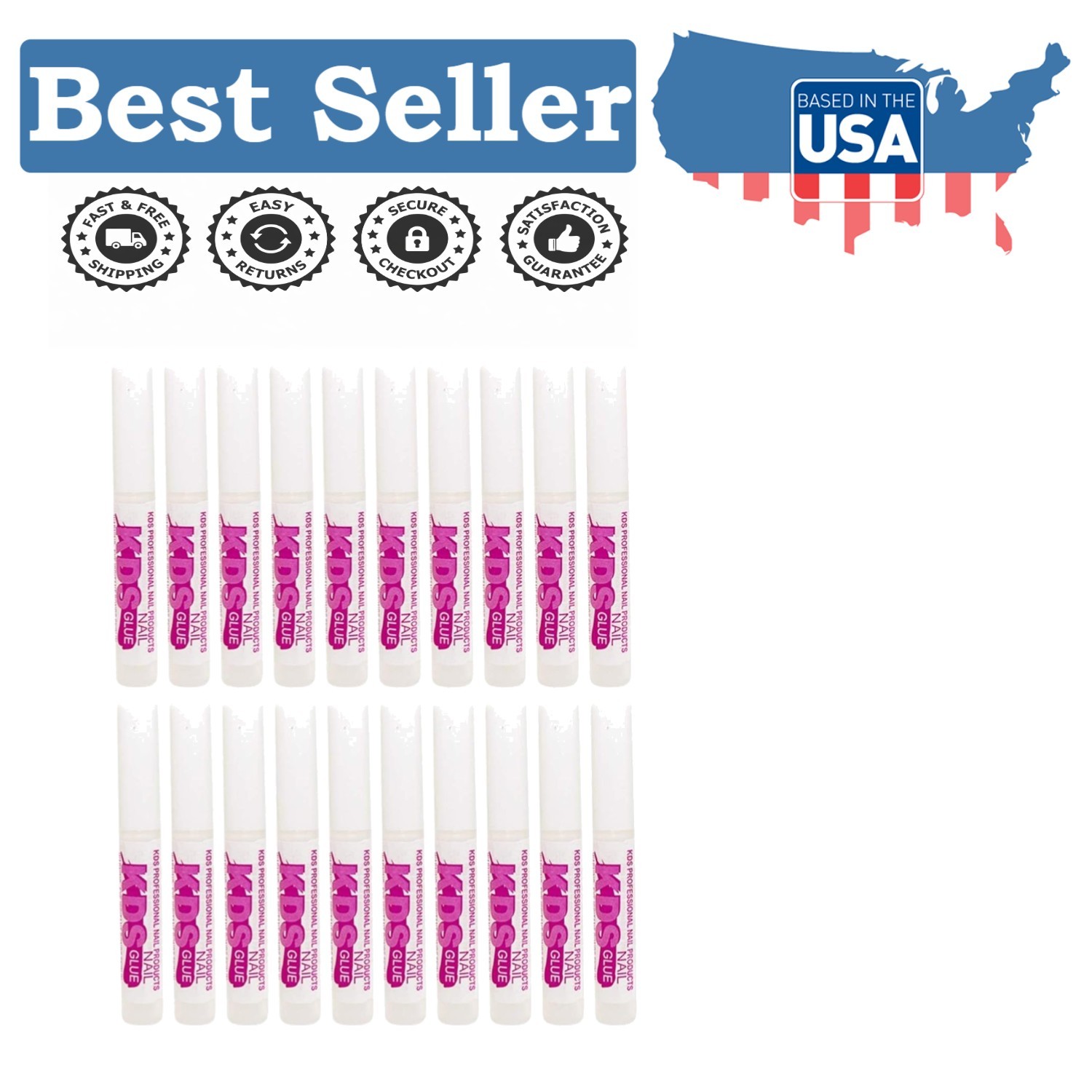 Professional Nail Glue 20 Count – Water-Resistant Strong Adhesive for Extensions