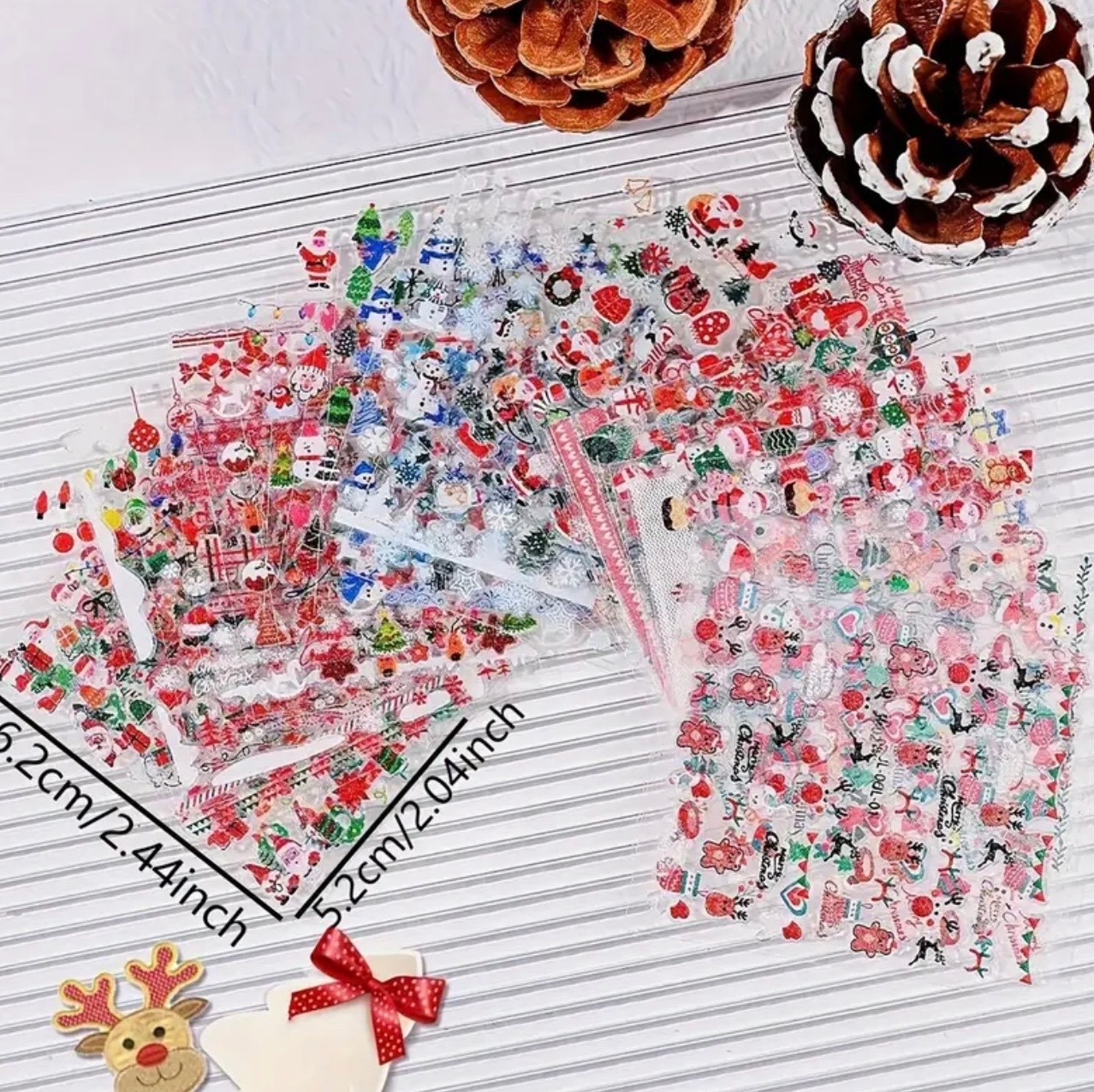 Christmas Nail Art 3D Stickers DIY Xmas Decals Set Santa Snowflake Designs UK
