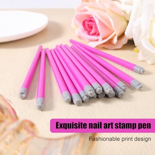 15pcs Nail Art Stamp Pen Set, Nail Flower Design Stamping Pens Nail Graffiti