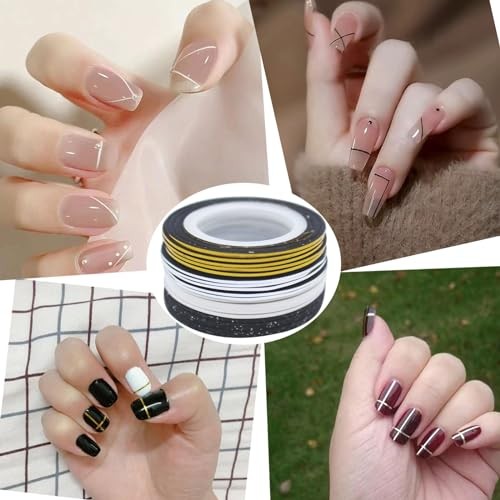20 Pcs Nail Art Striping Tape Line Glitter Gold Silver Gold&silver&black&white