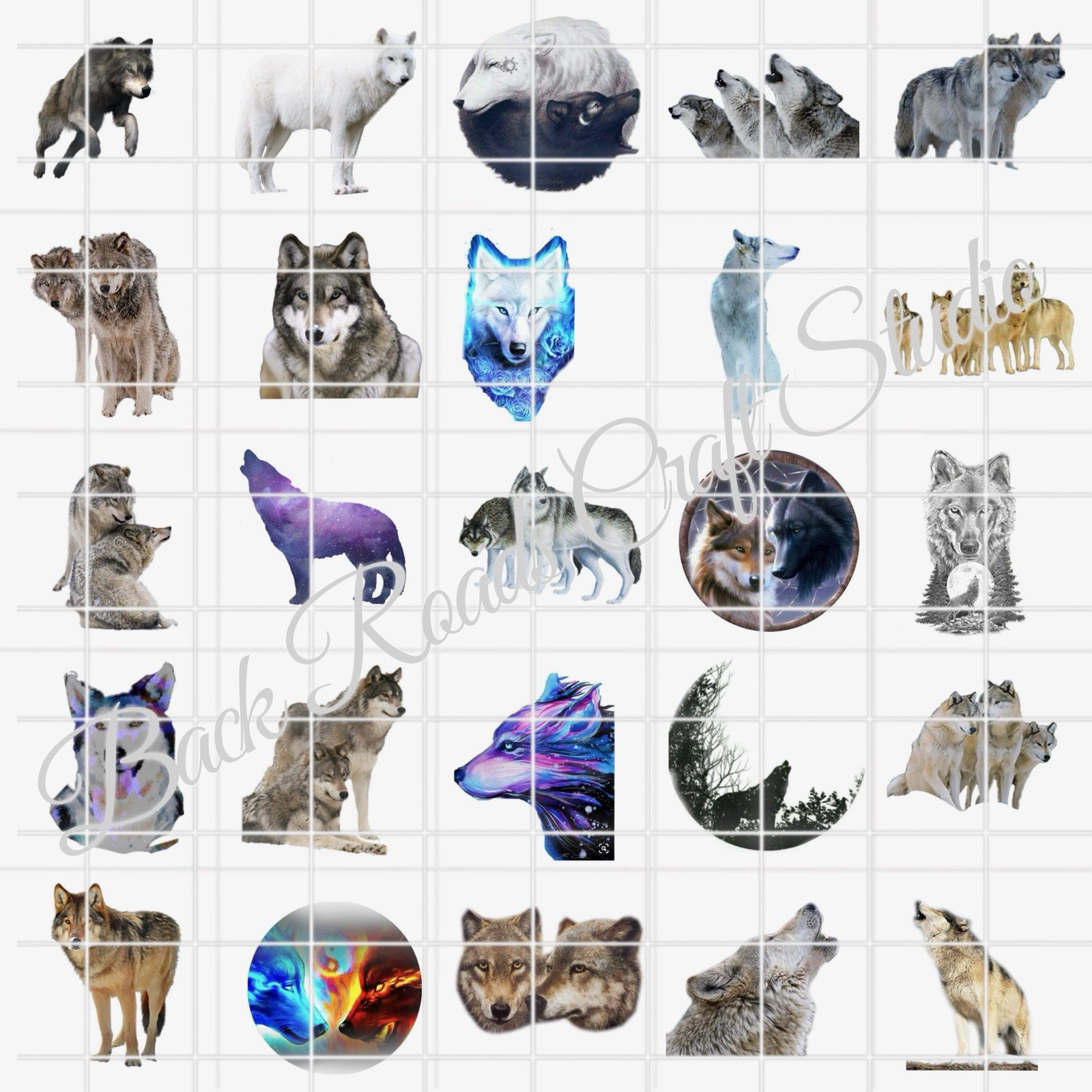 Wolves Waterslide Decals For Finger Nails, Hot Wheels, Etc (set of 50) KS