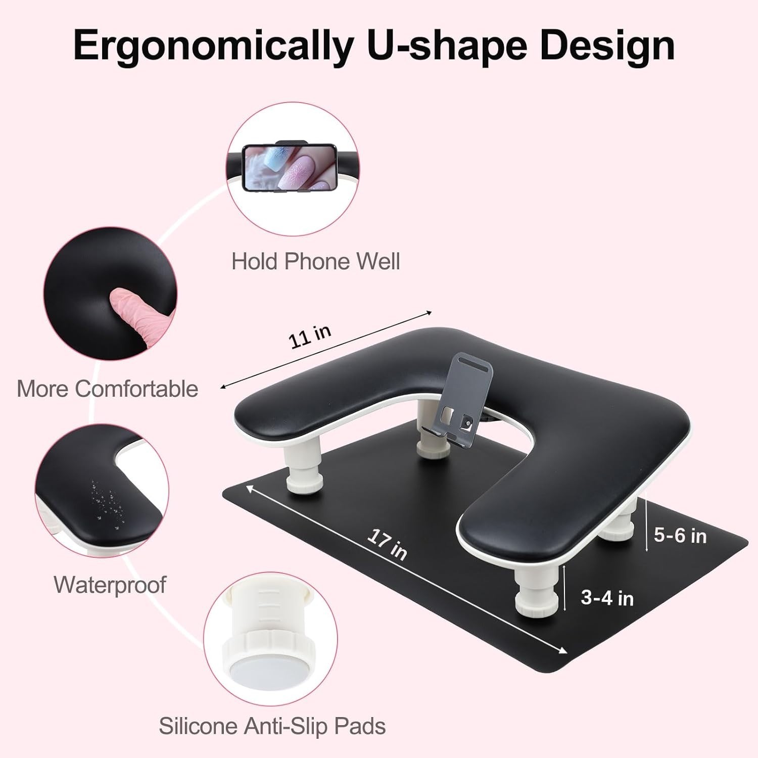 Arm Rest for Nails Tech with Nail Table Mat and Phone Holder,Adjustable Base …