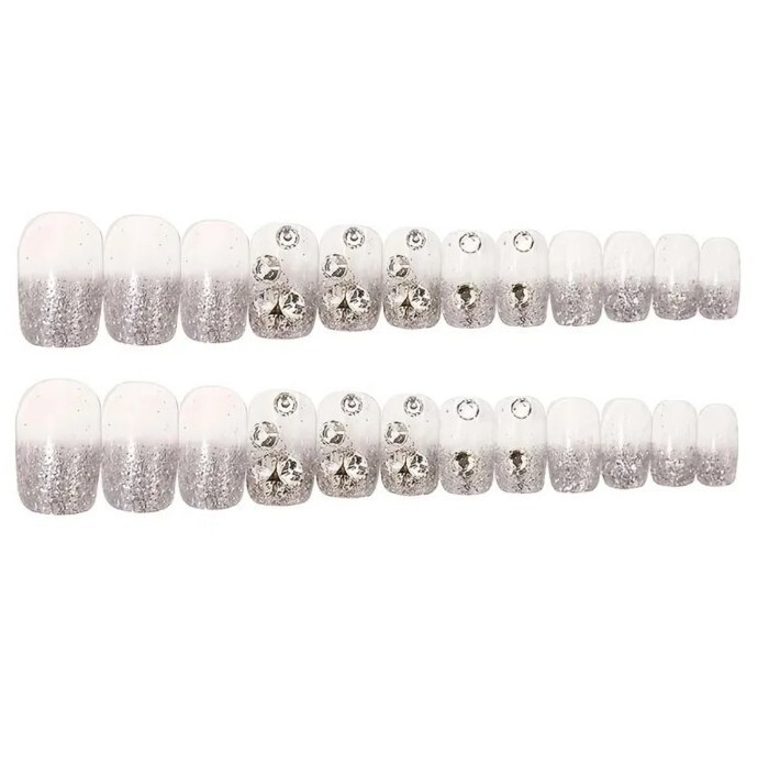 *Brand New* Luxury Rhinestone Bling Glitter Wedding Press On Fake Nails