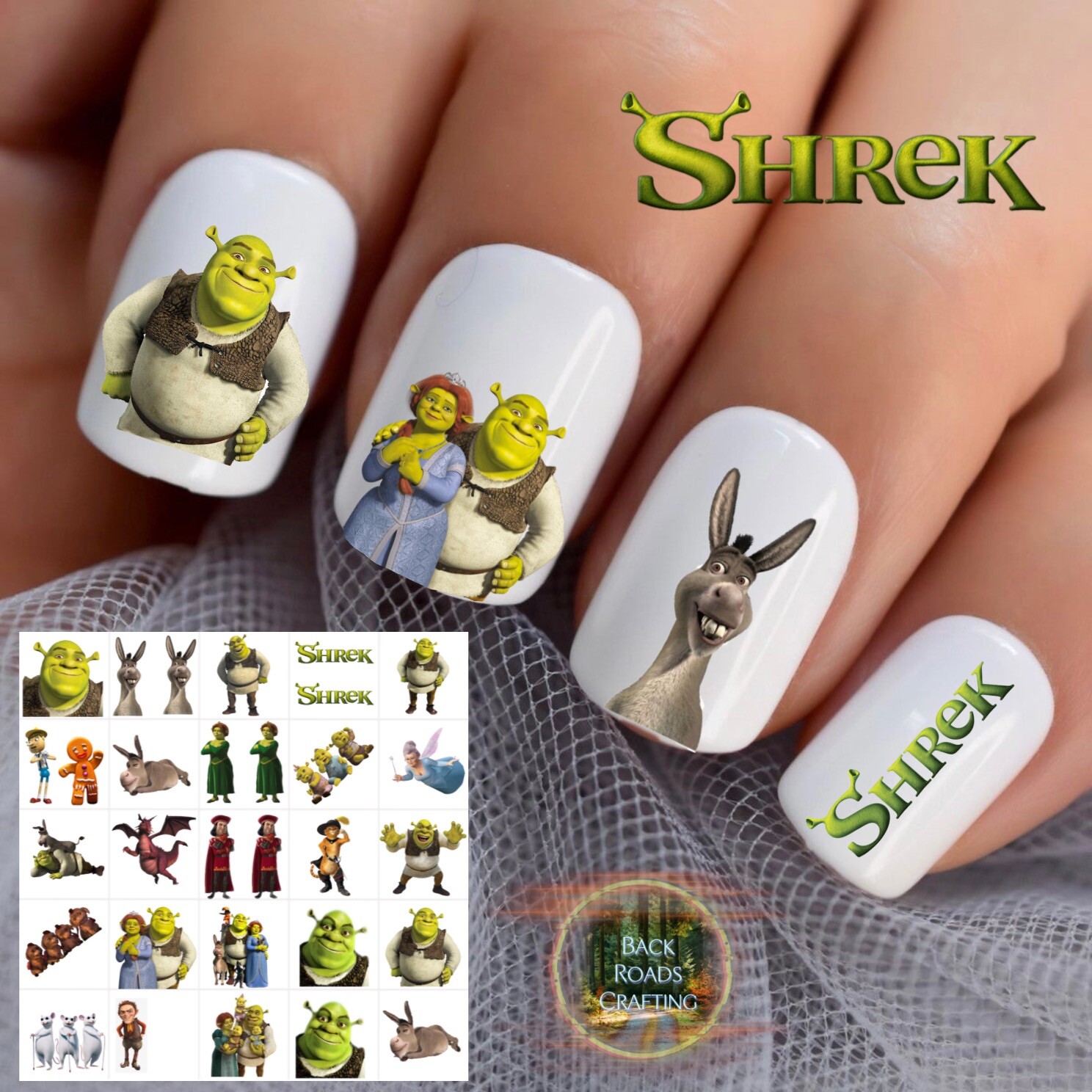 Shrek Waterslide Nail Decals Set Of 50 Instructions & Bonus