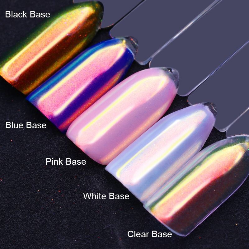 UNICORN CHROME Nail Powder White Mirror AURORA Effect Mermaid Rainbow AB Crystal