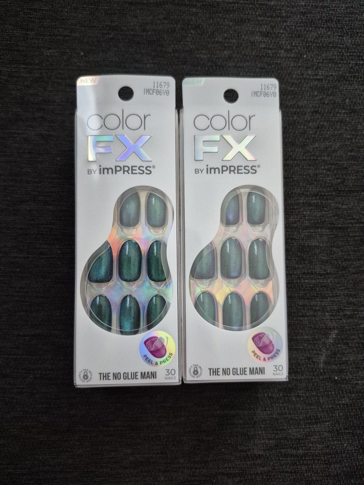 KISS imPRESS PressOn Nails Green Shiny Square PreDesigned SelfAdhesive