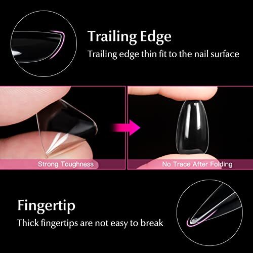 Short Almond Nails Tips 240Pcs Soft Gel Clear Nail Tips No Crease 240 Almond