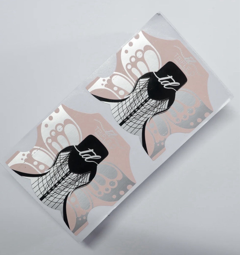 180 Pcs Pro Nail Butterfly Square Curve Tips Forms Sticker Triple D Dodi’s Decal