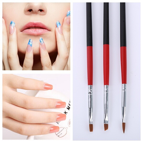3Pcs Nail Art Dotting Drawing Painting Pen UV Gel Liner Polish Brush Accessories