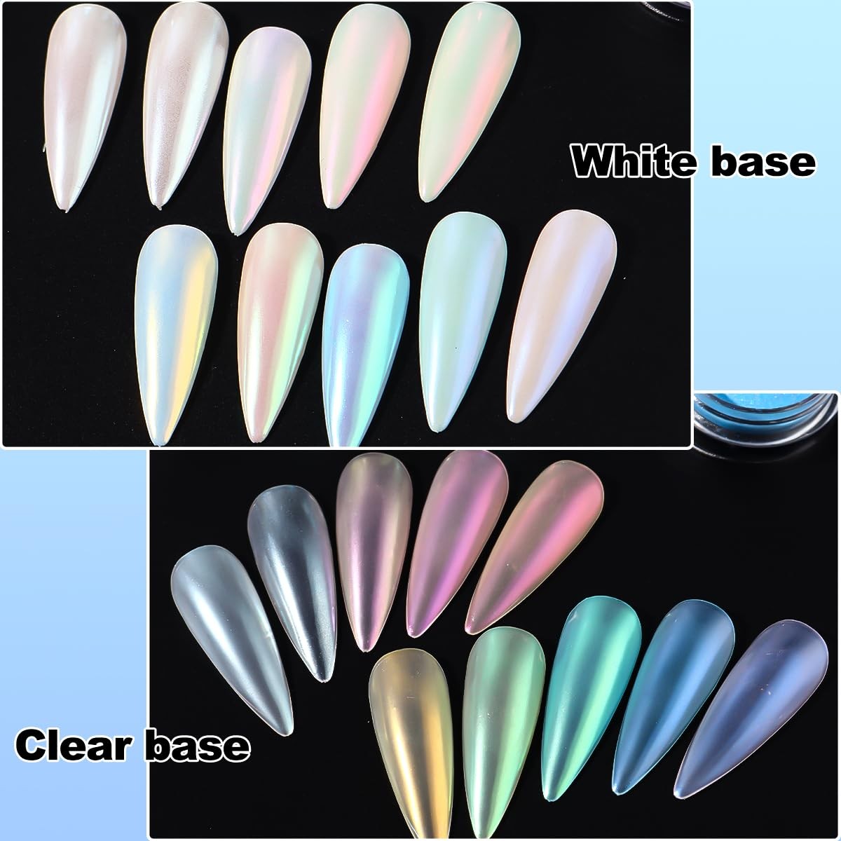 Polvo de uñas cromado con perla de sirena de 10 colores, brillo decoración uñas