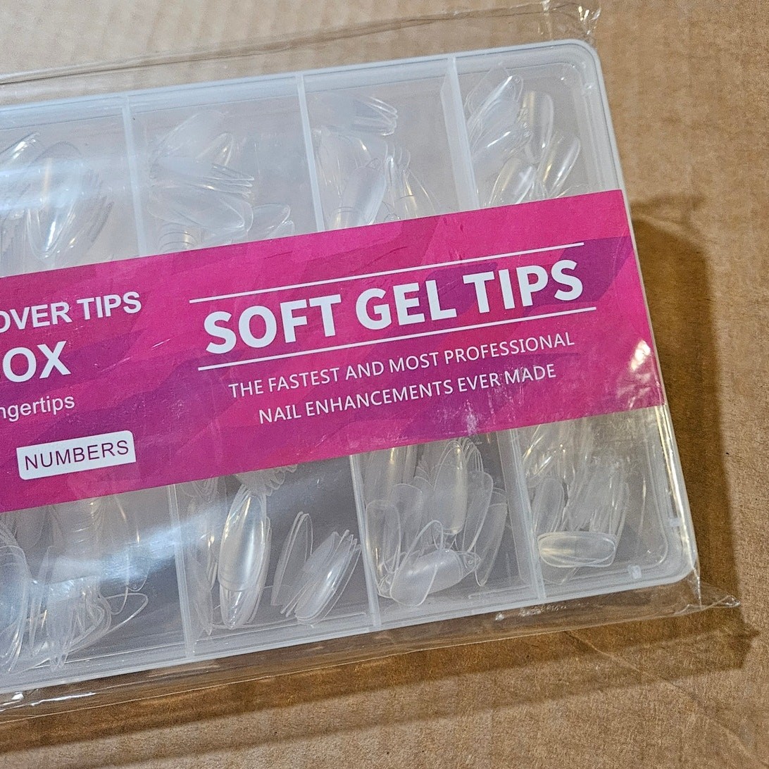 Boutique Extra Long Full Cover Soft Gel Tips ~ 600PCS ~ 12 sizes ~ Clear
