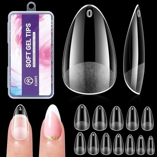 Gel Nail Tips: 240 PCS Pre-Shaped False Acrylic Nail Tips Clear Short Almond