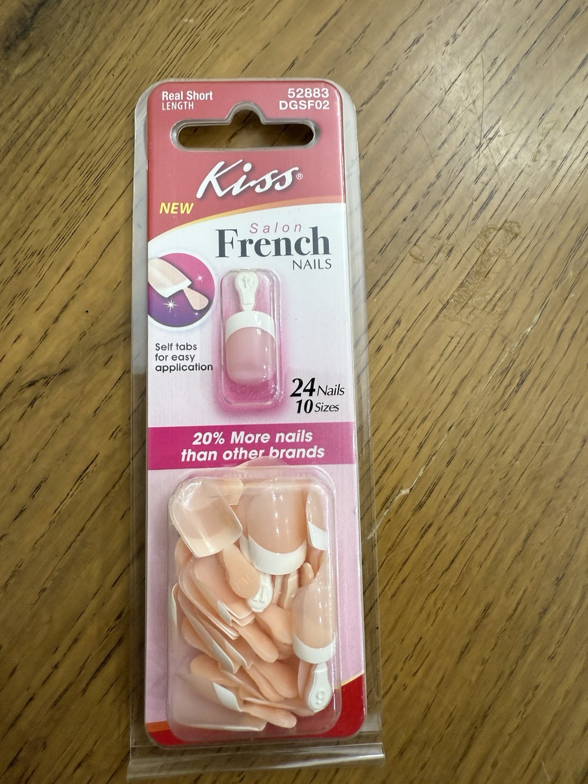 KISS SALON FRENCH NAILS REAL SHORT LENGTH 24 NAILS NATURAL DGSF02 Real Short