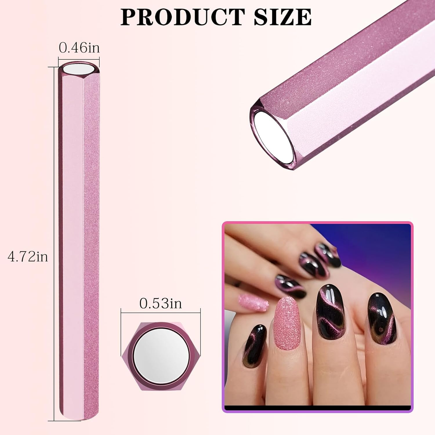 Cat Eye Nail Magnet,Professional Double-Ended Hexagon Strong Nail Magnet Stick f