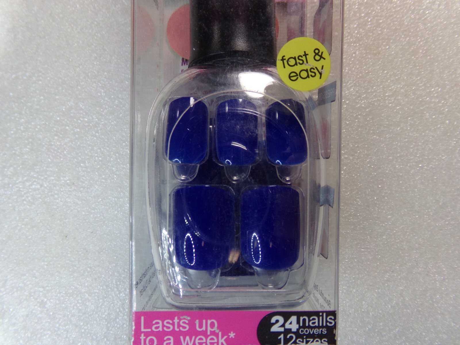 Nadeco Nails “Compare to imPRESS” Press-on Nails short, Shiny Blue Pink