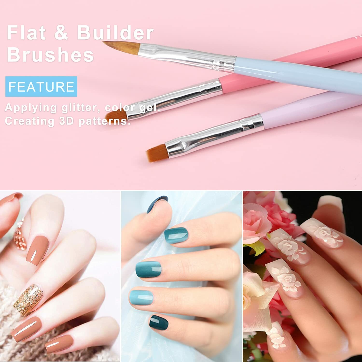 Nail Art Brushes 6 Professional Nail Design Painting Tools Liner Dotter Builder