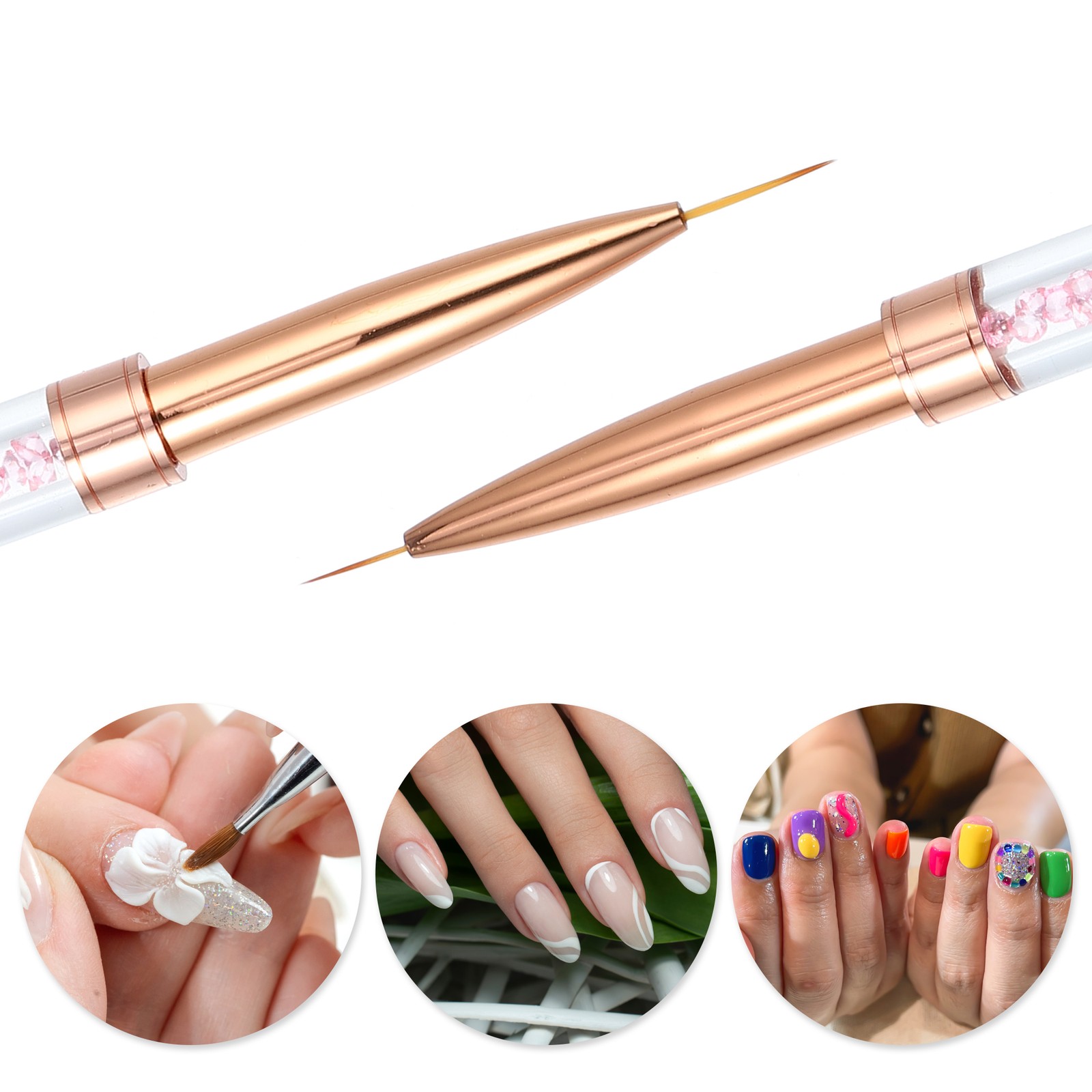 Double Ended Nail Art Brush Gel Polish Painting Tool Brush for DIY Manicure