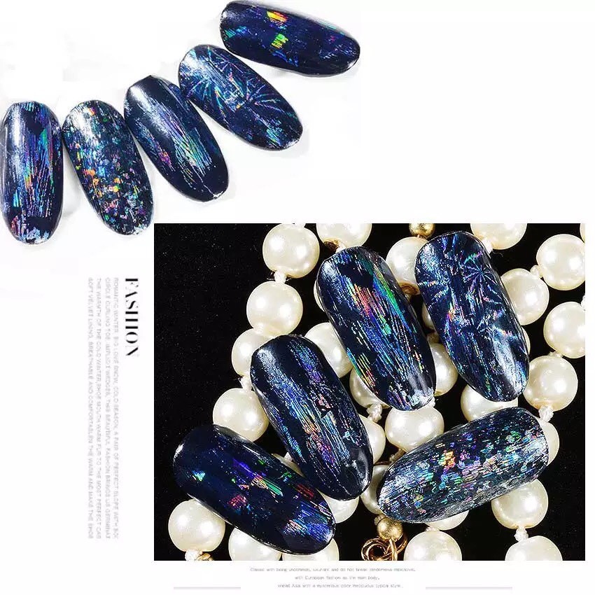 Transfer Foil Holographic Nails Wraps Transparent Stickers Shiny Nail 4pc x 20cm