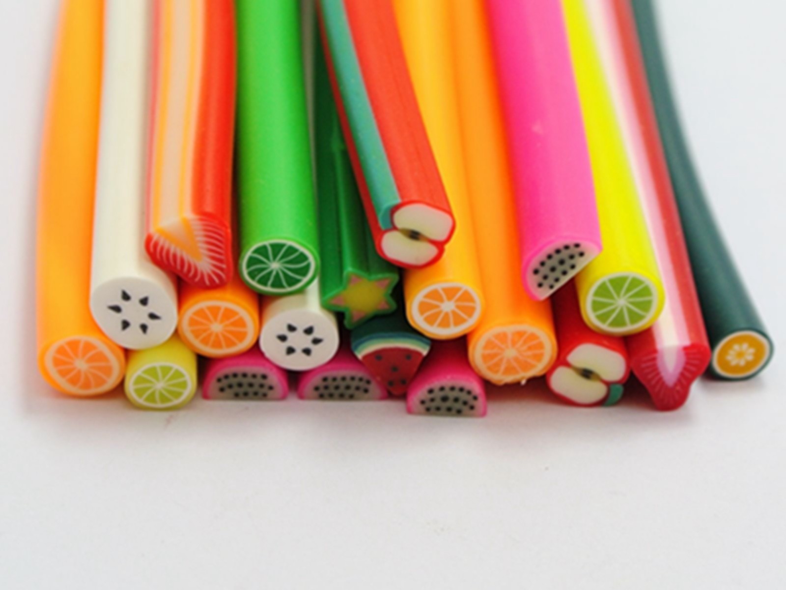 20pcs Cane DIY Polymer Clay Slice Rods Sticker 5X50mm Various for Nail Art Tips