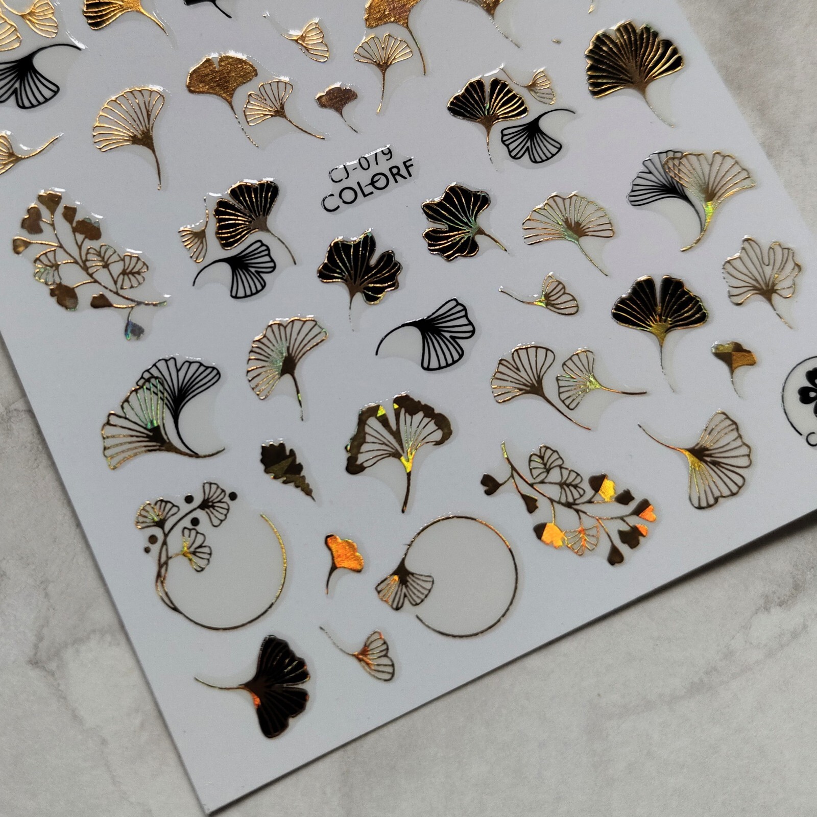 Nail Art Stickers Transfers Self Adhesive Leaf Plant Gold Golden Stickers CJ 079