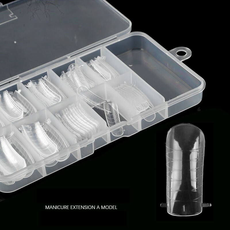 100Pcs Dual Forms Tips Quick Building Gel Mold Nail System Full Cover Nail Tips