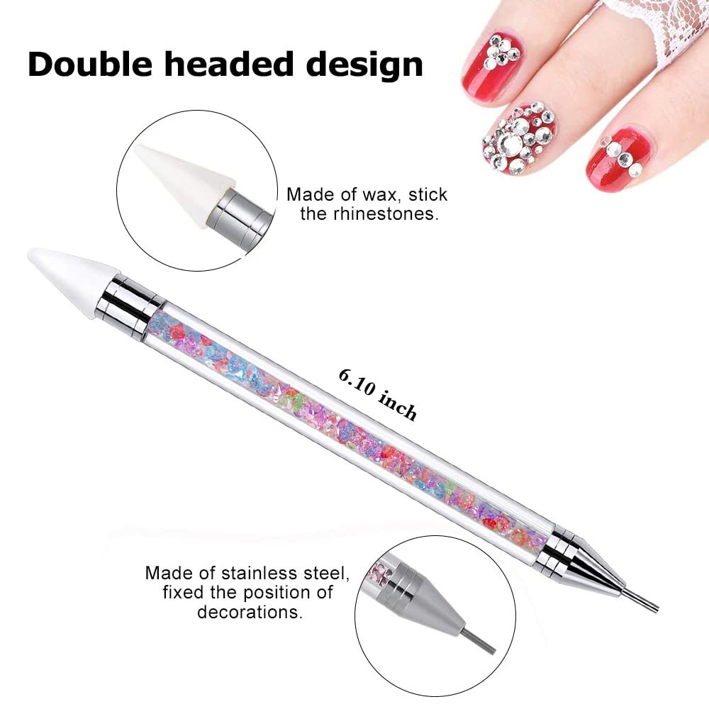 Nail Rhinestone Picker Dotting Tool with Extra 2 Wax Head, Dual-Ended DIY Nai…