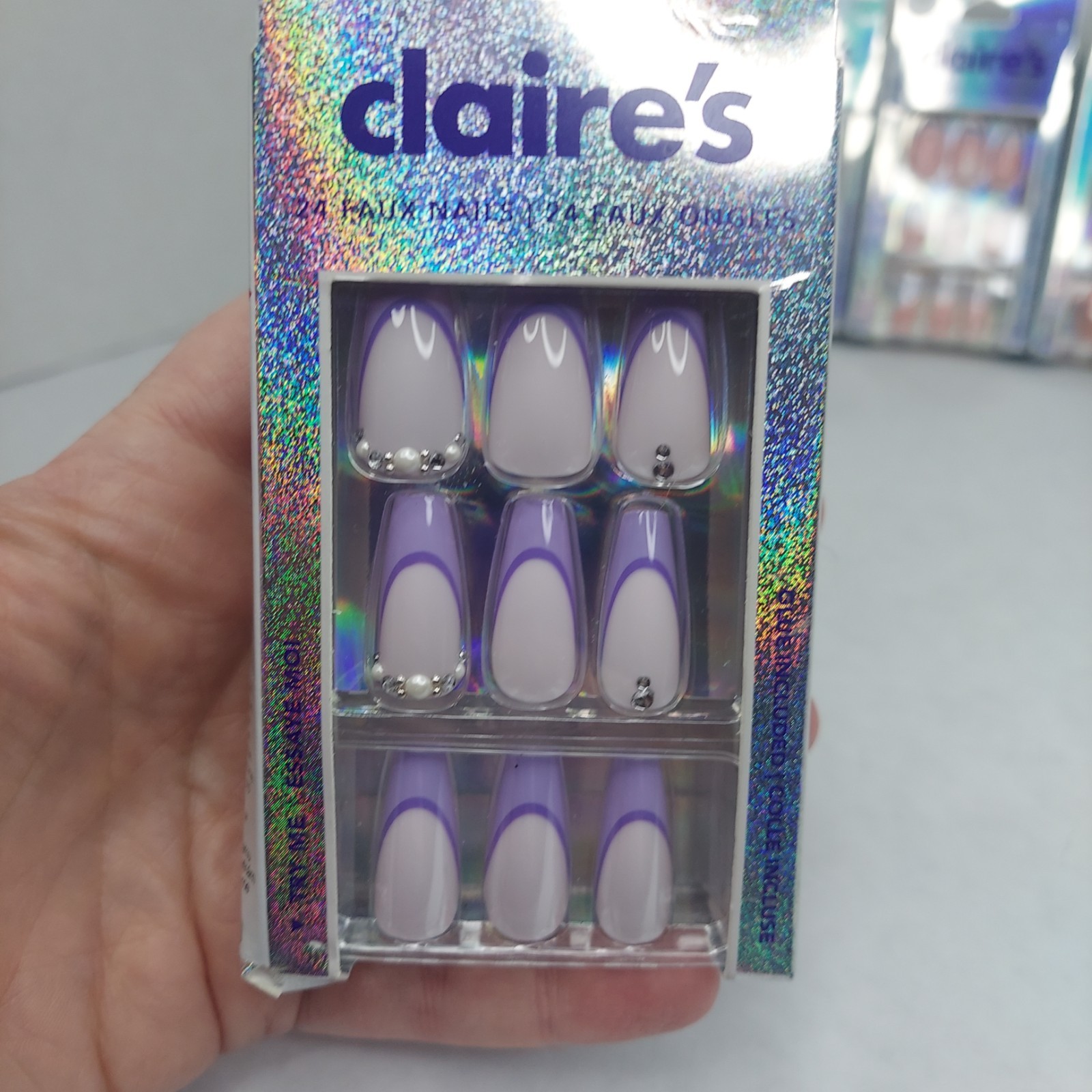 Lot of 6 Claire’s Vegan Press On Nails Sets 24 Faux Nails Each Glue Included New
