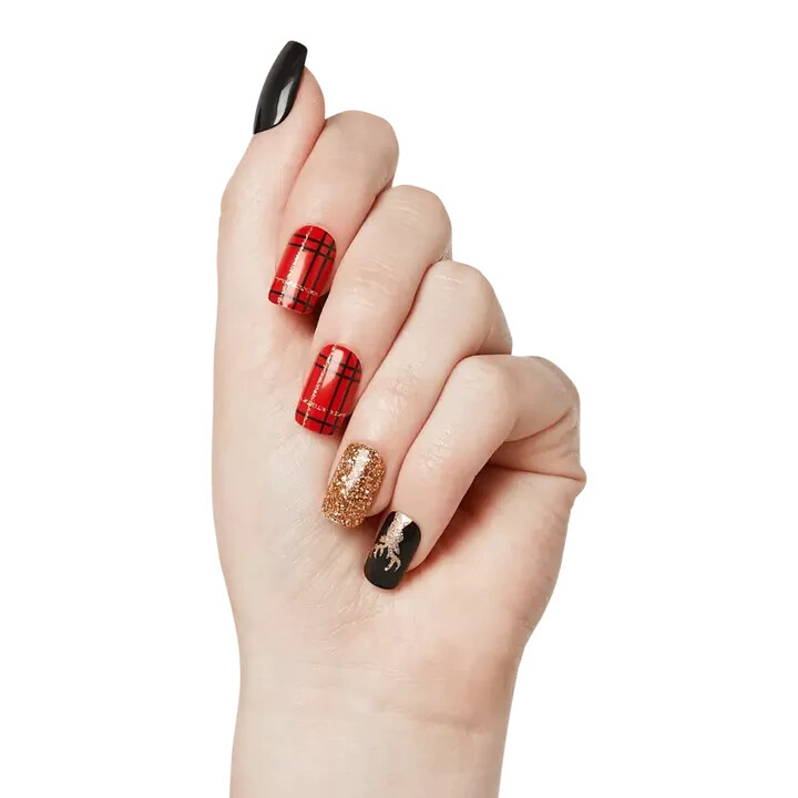 KISS MINTED Voguish Fantasy Nails ~ FV01YXY2 91989~ Med Square~ Holiday Reindeer