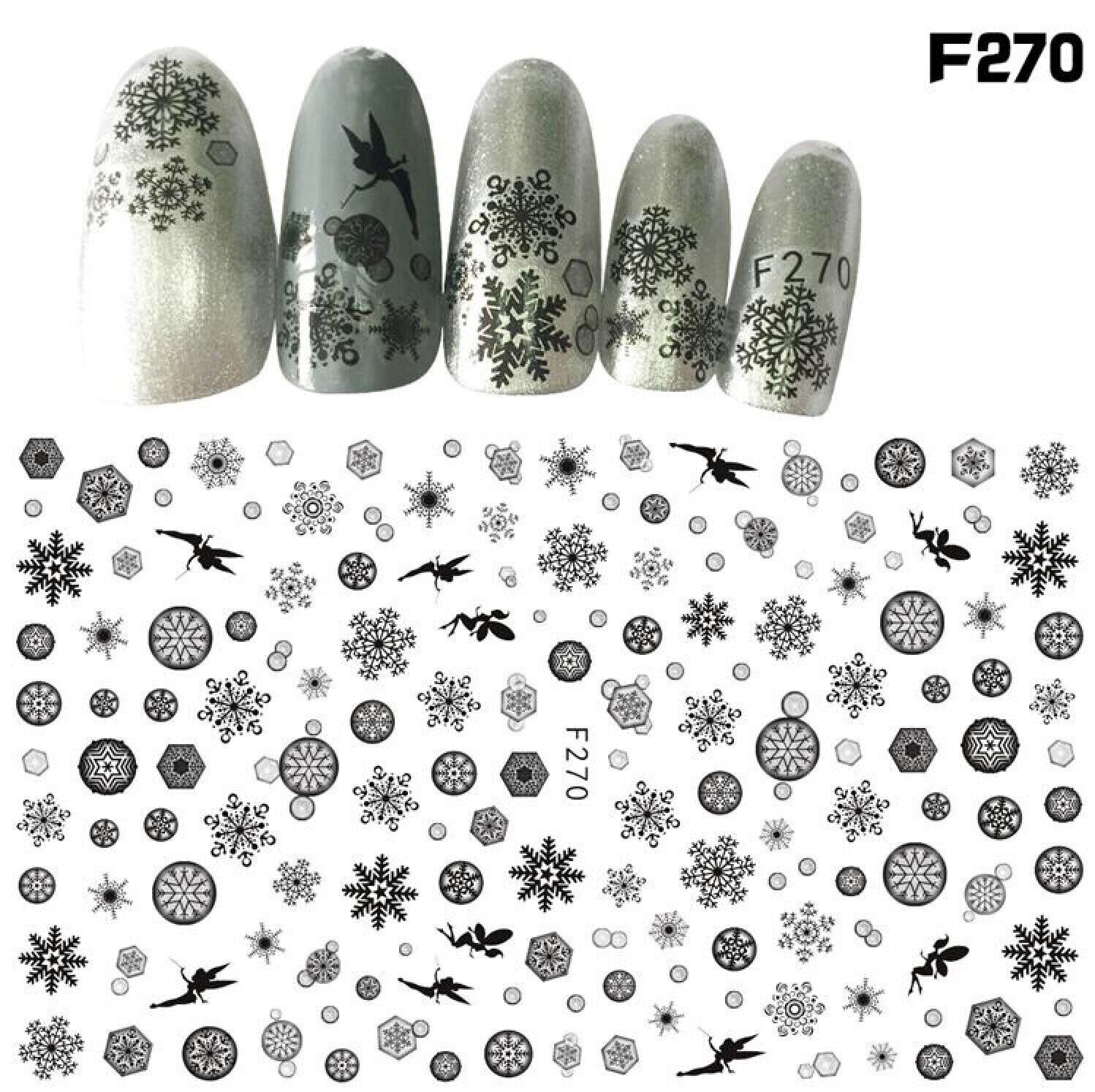 Nail Art Stickers Transfer Adhesive Christmas Xmas Snowflakes Snow Ice F270 NH14