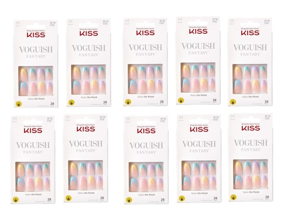 (Pack 10) Kiss Voguish Fantasy French Nails FV05 86798